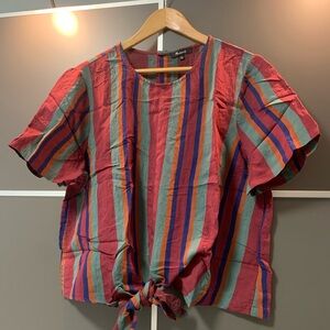 Madewell Button-Back Tie Tee in Rosalinda Stripe